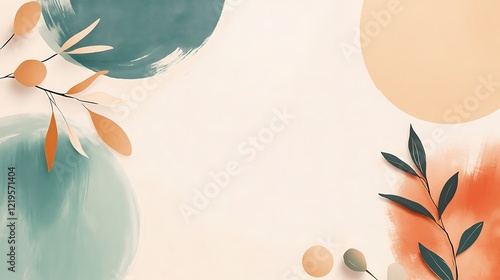 Abstract Floral Design with Earthy Tones and Brush Strokes
