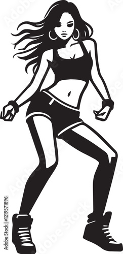 Dance Girl Step Vector Design