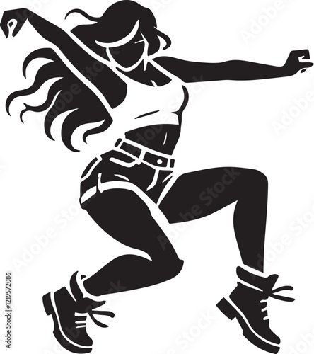 Dance Girl Step Vector Design