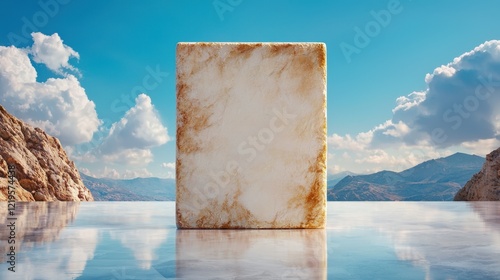 A large square of salt in the middle of a salt flat
