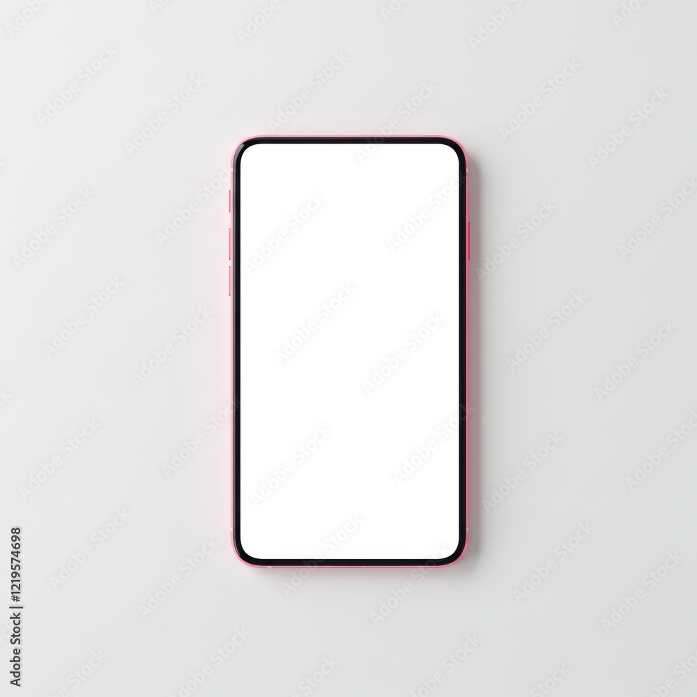 Minimalist modern smartphone with blank screen on light gray background Minimalist modern smartphone with blank screen on light gray background