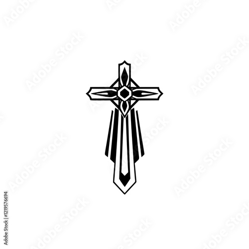 Modern Abstract Cross: A Minimalist Christian Symbol Design. This striking image showcases a contemporary interpretation of the cross, perfect for religious or spiritual projects.