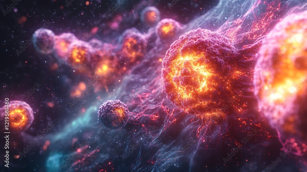 Fototapeta premium A symbolic view of glowing immunity in action