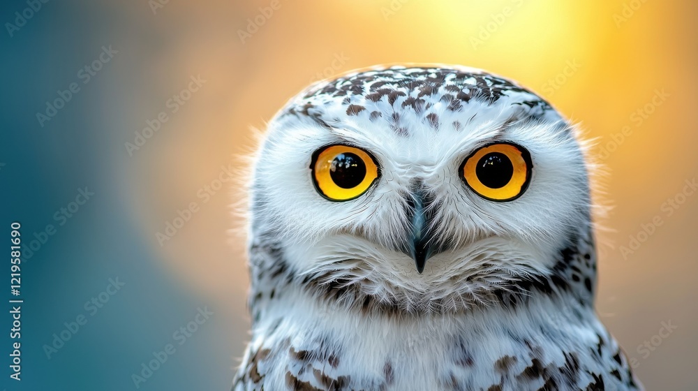 Obraz premium A close up of an owl with yellow eyes