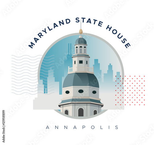 Maryland State House - Annapolis, Maryland - Stock Illustration