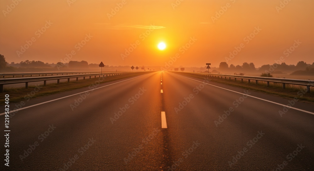 Fototapeta premium Serene sunrise over empty highway