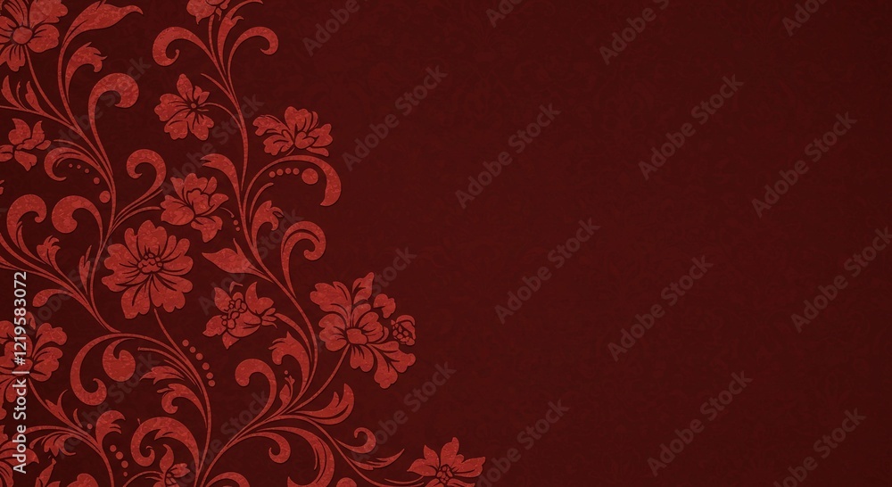 Elegant Maroon Background with Red Floral Damask Pattern Design Perfect for Invitations or Cards Elegant Maroon Background with Red Floral Damask Pattern Design Perfect for Invitations or Cards