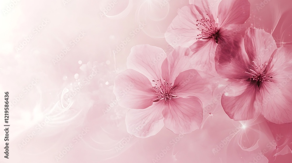 Delicate Pink Blossoms Softly Bloom In Springtime Delicate Pink Blossoms Softly Bloom In Springtime