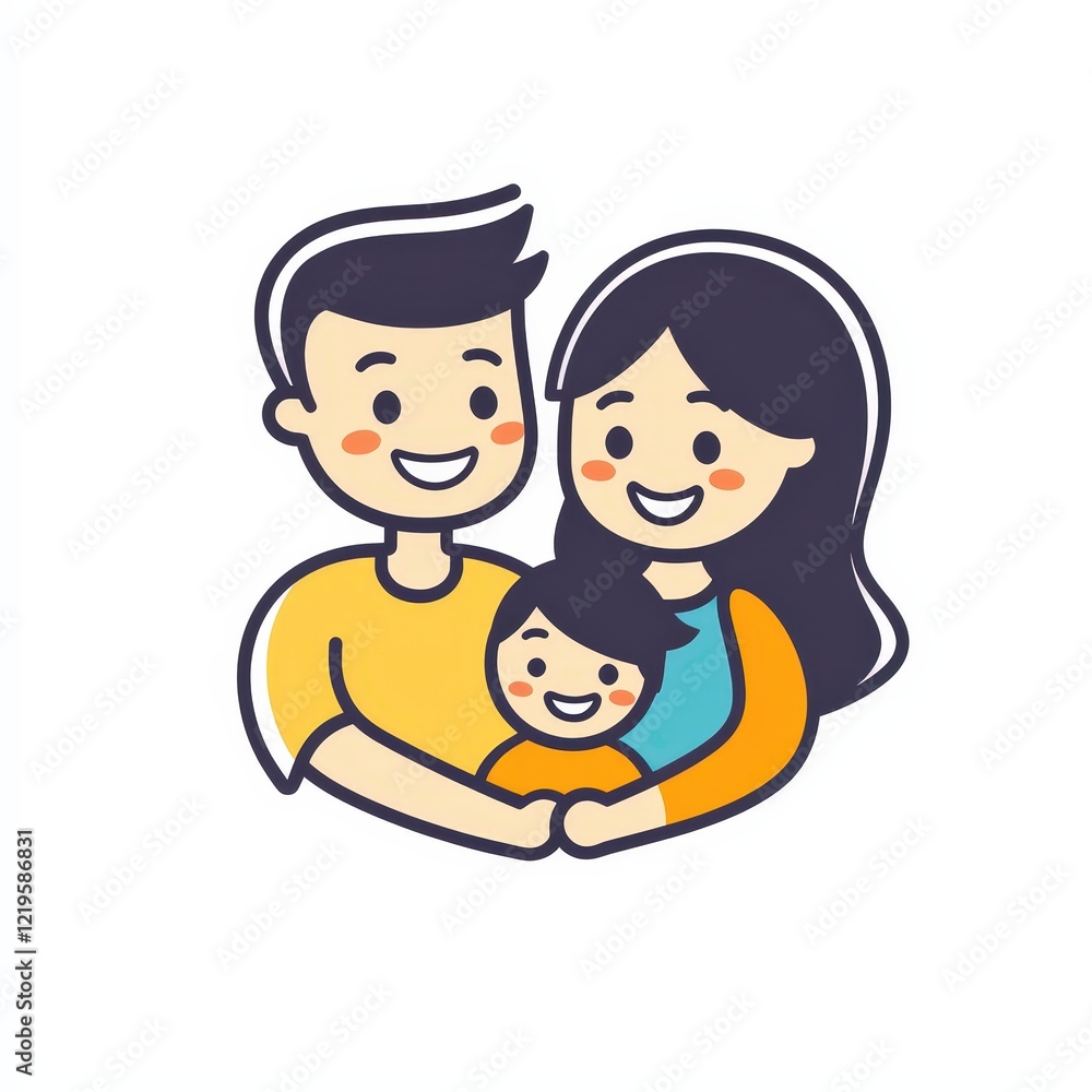 Design of happy family icon logo illustration isolated on white background Design of happy family icon logo illustration isolated on white background