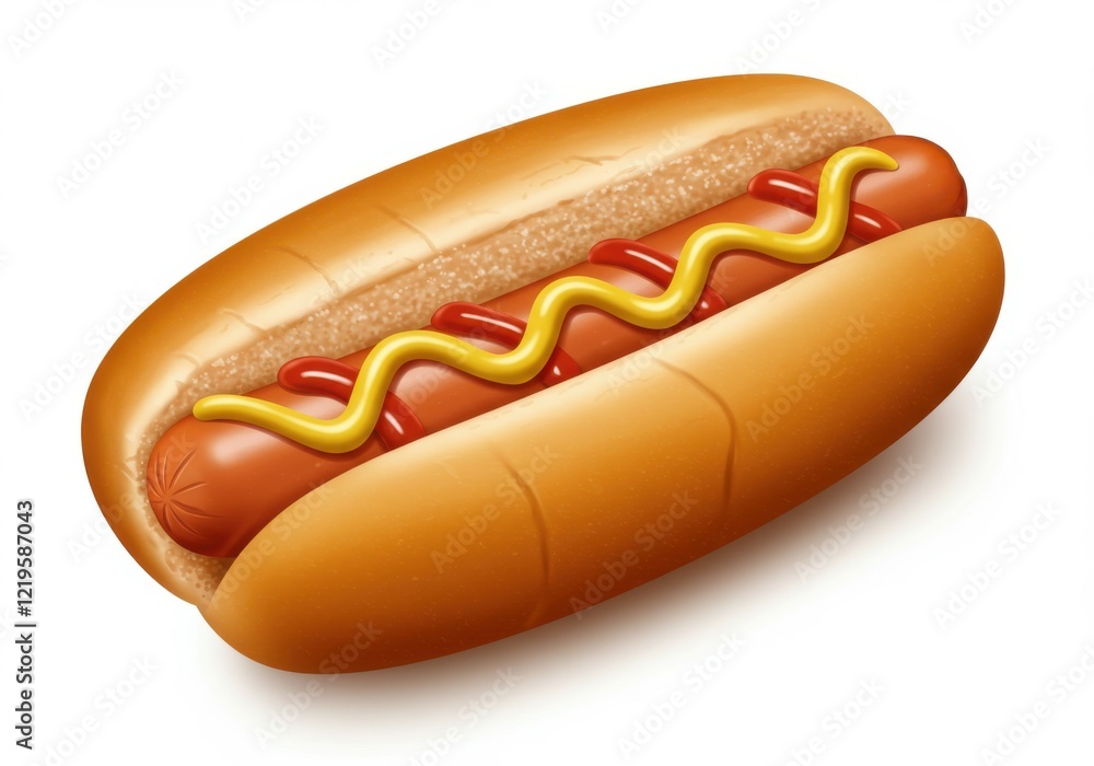 hot dog, bun, mustard, classic American food, realistic, detailed, appetizing, golden brown, shiny, close-up, studio lighting, food photography, isolated on white background, high-resolution, crisp ed hot dog, bun, mustard, classic American food, realistic, detailed, appetizing, golden brown, shiny, close-up, studio lighting, food photography, isolated on white background, high-resolution, crisp ed