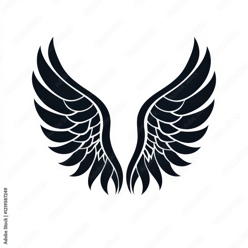 Design of wings with feathers icon logo illustration isolated on white background Design of wings with feathers icon logo illustration isolated on white background