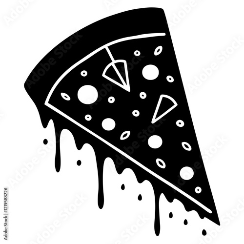 pizza black silhouette vector, Simple silhouette Design vector icon with white background. Food vector 