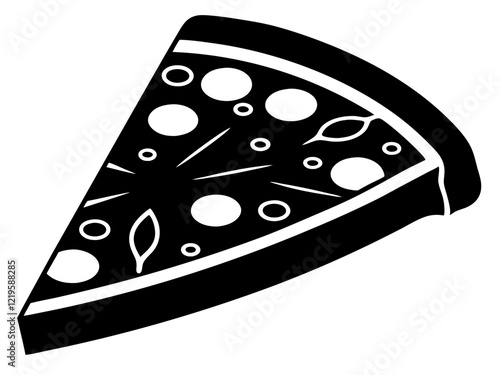 pizza black silhouette vector, Simple silhouette Design vector icon with white background. Food vector 