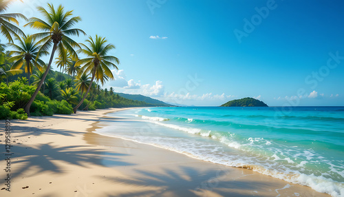 Wallpaper Mural Idyllic Tropical Beach with Lush Palm Trees and Turquoise Waters – Perfect Paradise Getaway Torontodigital.ca