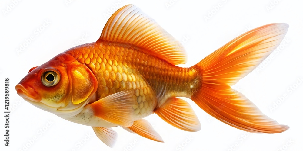 Vibrant Orange Goldfish Swimming in White - High-Resolution Stock Photo Vibrant Orange Goldfish Swimming in White - High-Resolution Stock Photo