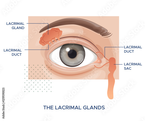 Eye anatomy - The Lacrimal Glands- Stock Illustration