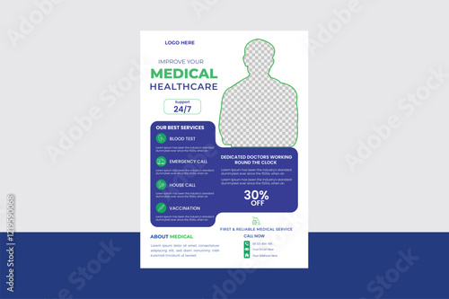 Health care and medical flyer design template