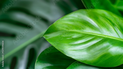 A close up of a green leaf on a plant