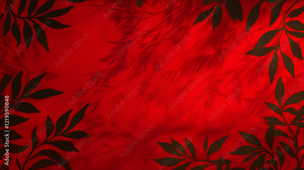 A vibrant, red background adorned with dark foliage patterns. Ideal for design or artistic projects, this image captures a striking contrast that enhances visual appeal. A vibrant, red background adorned with dark foliage patterns. Ideal for design or artistic projects, this image captures a striking contrast that enhances visual appeal.