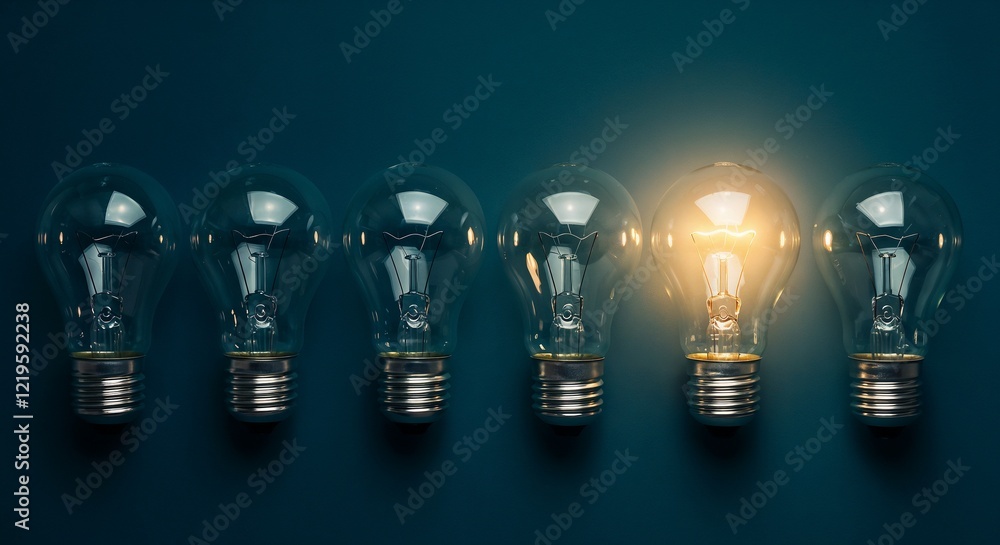 A glowing lightbulb surrounded by dimmed bulbs symbolizing innovation, creativity, and uniqueness in concepts and ideas. A striking image portraying contrast, individuality, and strategic thinking.
A glowing lightbulb surrounded by dimmed bulbs symbolizing innovation, creativity, and uniqueness in concepts and ideas. A striking image portraying contrast, individuality, and strategic thinking.