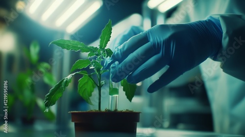 Scientist analyzing plant growth in lab