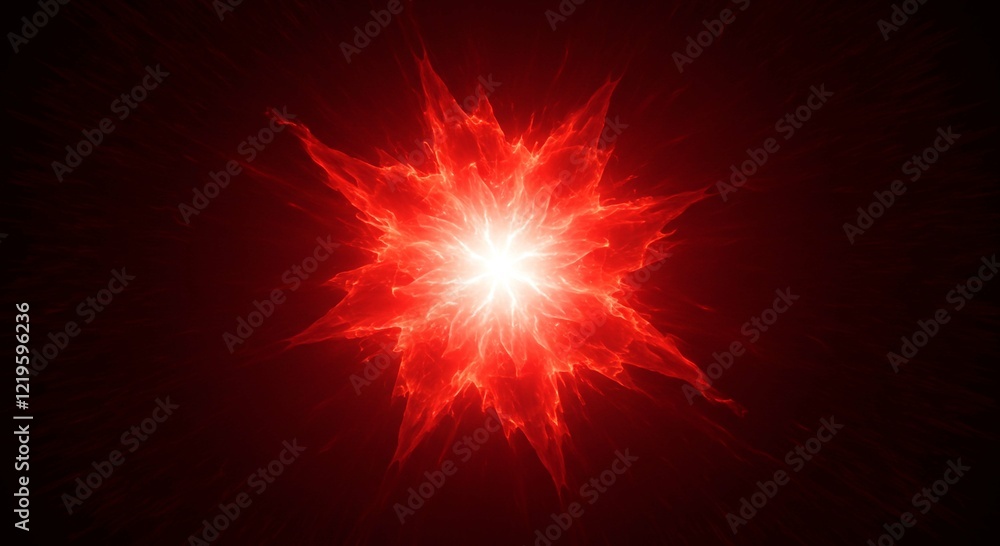 Fiery Red Energy Burst Abstract Plasma Flare Bright Glowing Star Cosmic Explosion Fiery Red Energy Burst Abstract Plasma Flare Bright Glowing Star Cosmic Explosion