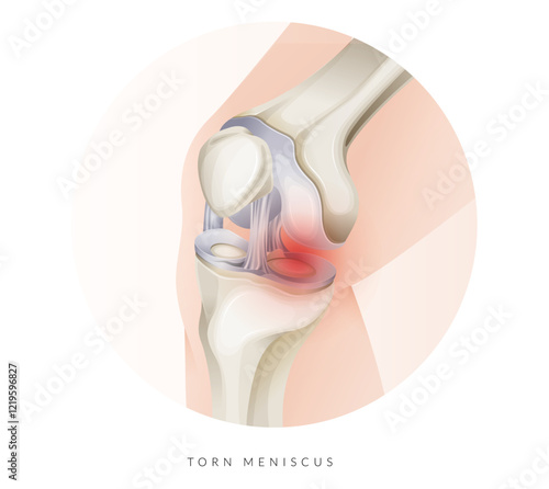 Knee Cartilage Injury - Torn Meniscus - Stock Illustration