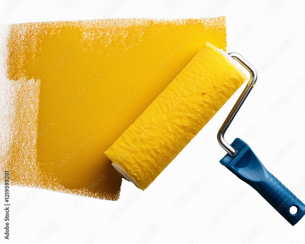 Obraz premium An lonely yellow paint roller on a clear backdrop
