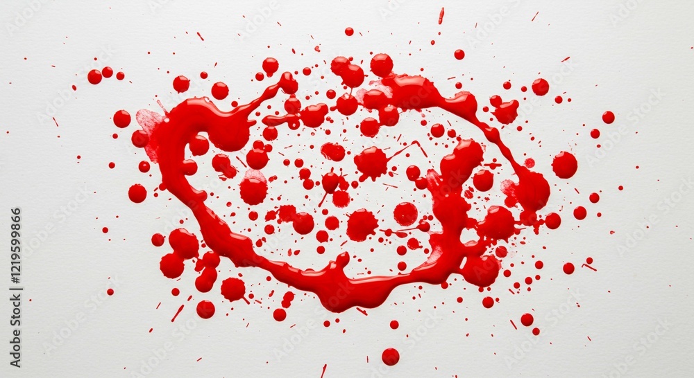 Obraz premium Abstract Red Paint Splatter on White Background Artistic Texture Creative Design Element