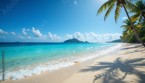 Wallpaper Mural Idyllic Tropical Beach with Lush Palm Trees and Turquoise Waters – Perfect Paradise Getaway Torontodigital.ca