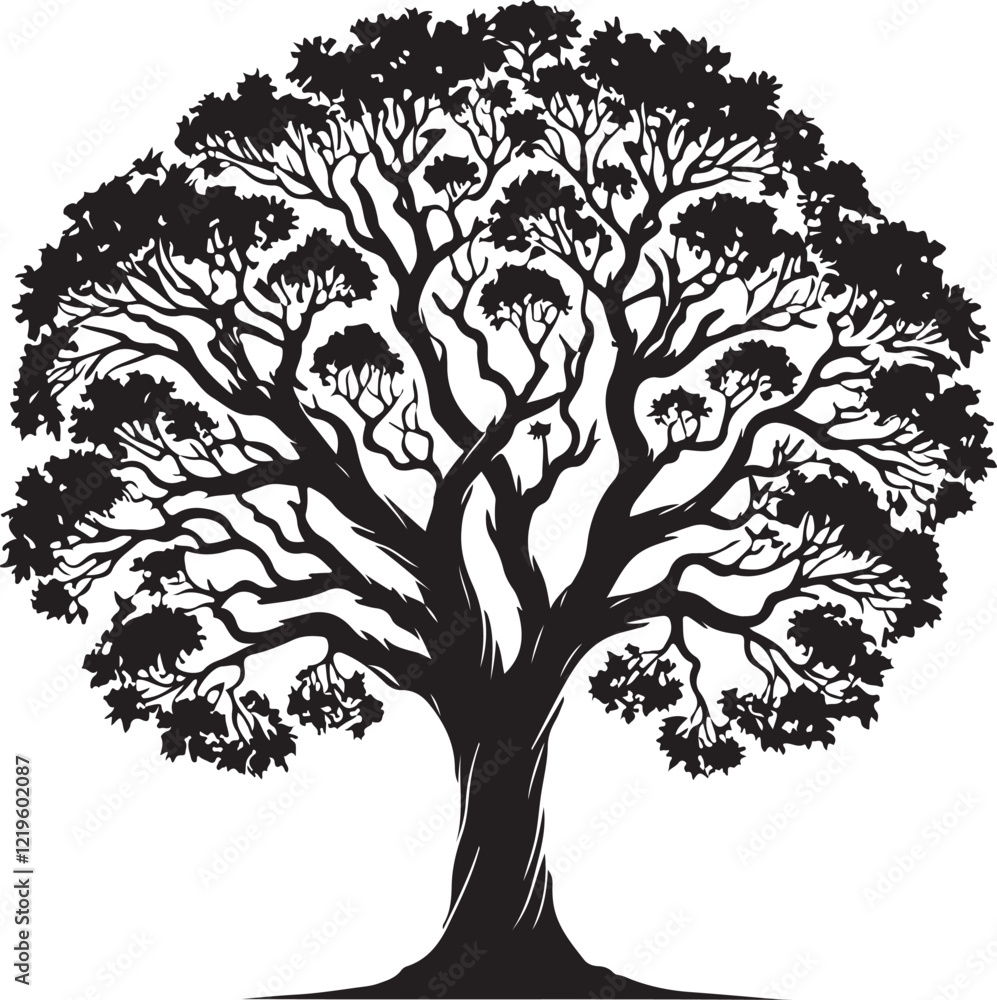 Obraz premium Tree icon silhouette vector with white background 