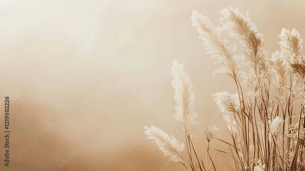 Delicate Beige Pampas Grass in Soft Light Delicate Beige Pampas Grass in Soft Light