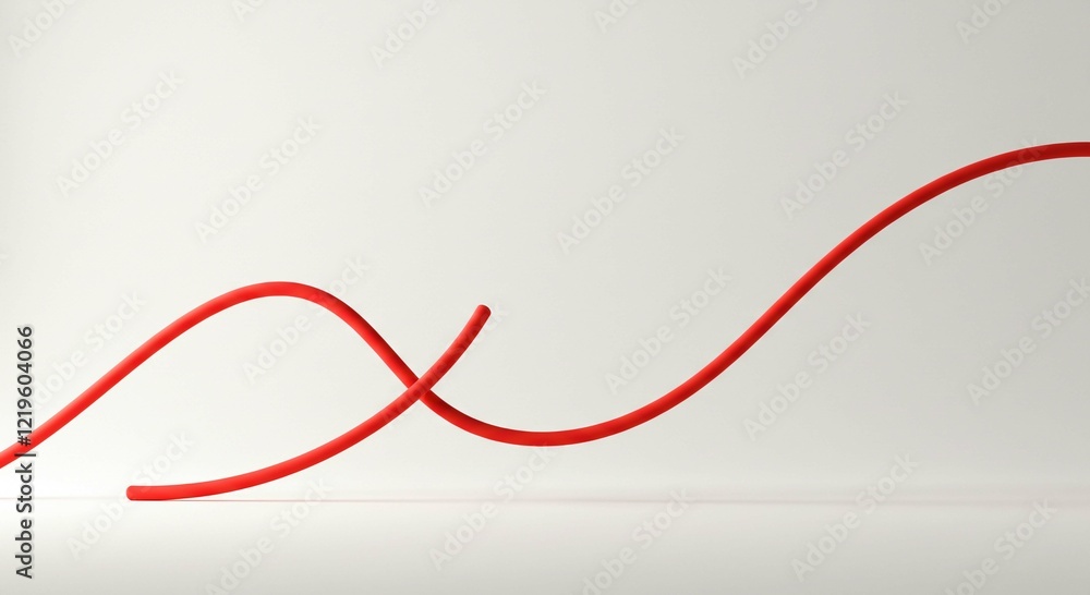 Abstract Red Curves Minimalist Design Intertwined Lines Modern Art 3D Render Abstract Red Curves Minimalist Design Intertwined Lines Modern Art 3D Render