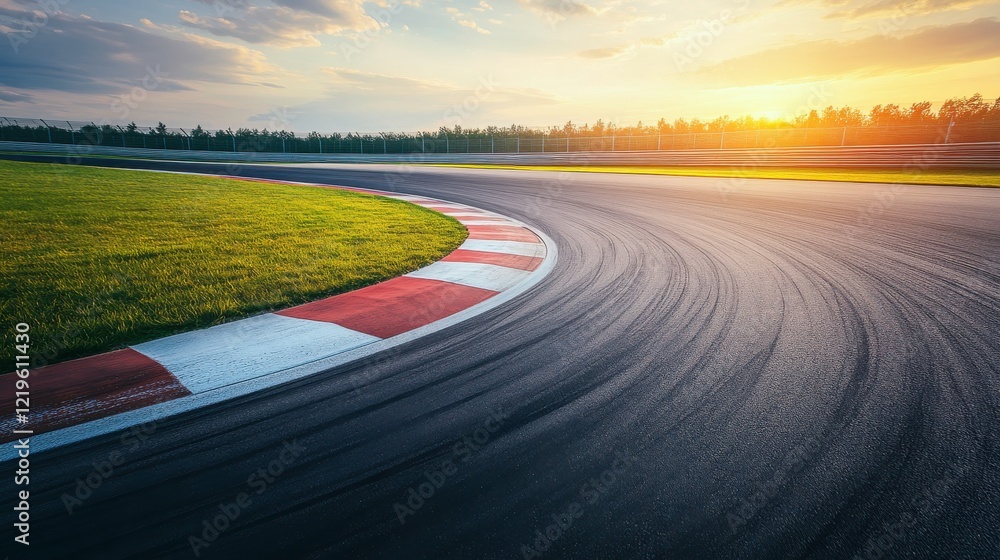 Fototapeta premium Dynamic Sunset Over Racing Track with Natural Lighting