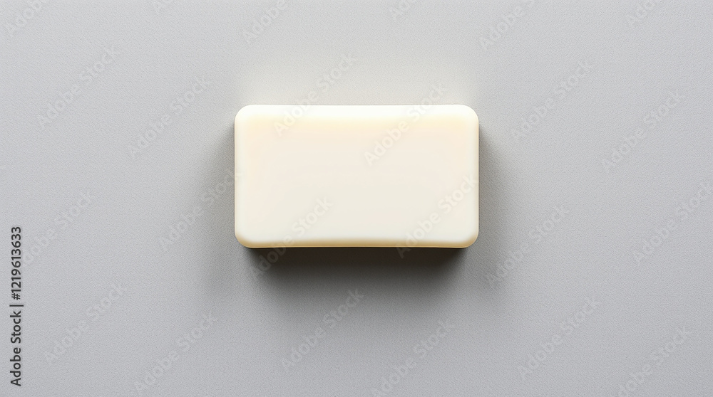 White soap bar on a gray background, top view White soap bar on a gray background, top view
