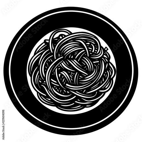 pasta black silhouette vector, Simple silhouette Design vector icon with white background. Food vector