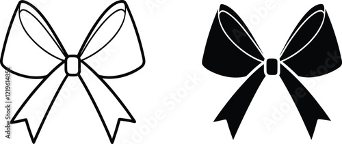 Simple Bow Icons Black and White Ribbon Illustrations