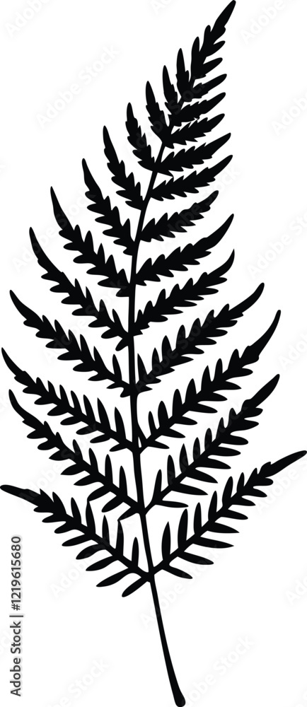Obraz premium Black and White Fern Leaf Silhouette Botanical Illustration
