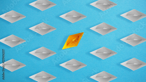Cuadro en lienzo Paper ship dare to different direction from others