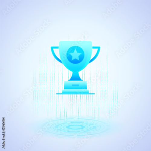 Business icon of a blue trophy with a star emblem in the center, symbolizing achievement, success, and victory. Suitable for business awards and competitions, emphasizing excellence and recognition