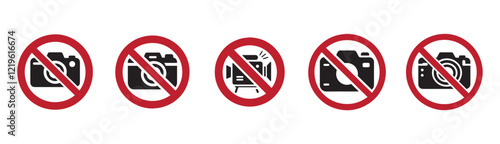 set of bundle no photography  icon, do not take a picture icon. not record video icon.
