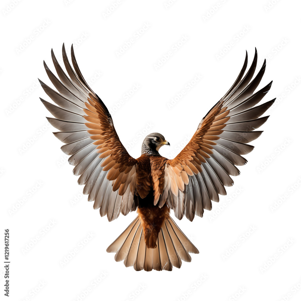 Naklejka premium Artistic Bird with Open Wings Isolated on Transparent Background.