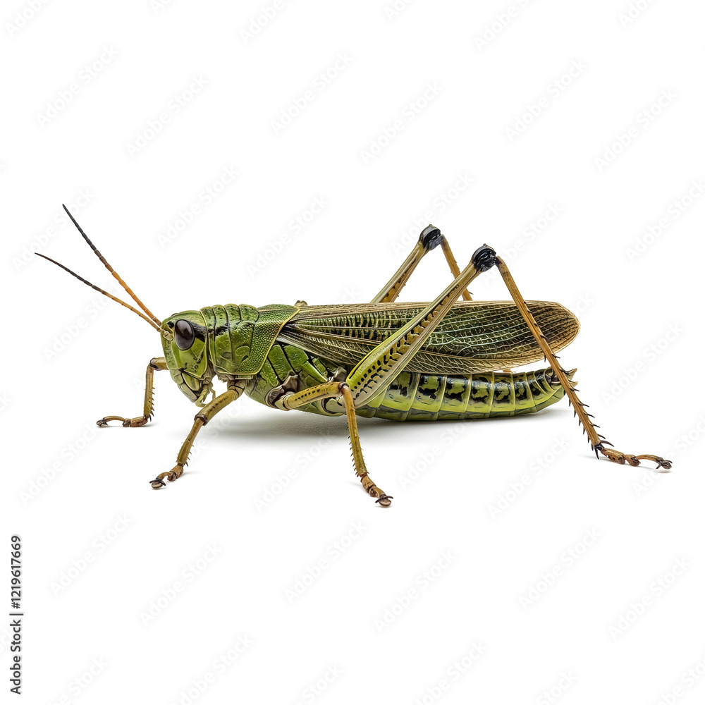 Grasshopper close up full body, isolated on white background Grasshopper close up full body, isolated on white background