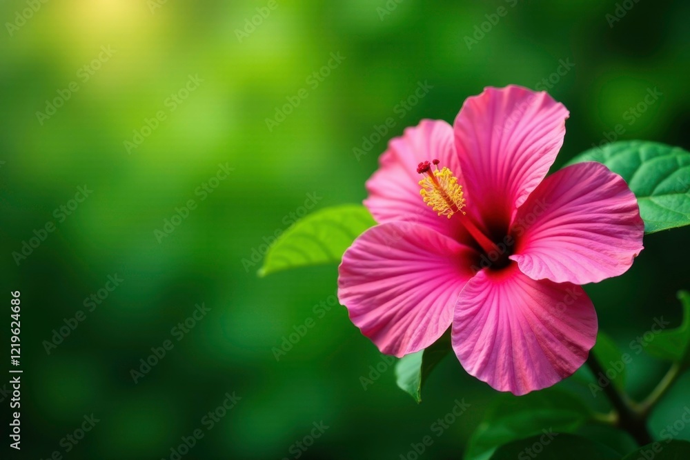 Colorful hibiscus blooms in a lush green background, pink flowers, floral, blooming flowers Colorful hibiscus blooms in a lush green background, pink flowers, floral, blooming flowers