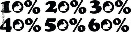Easter discount number design set with rabbit shadow washable instead of zero, for various posters or banners