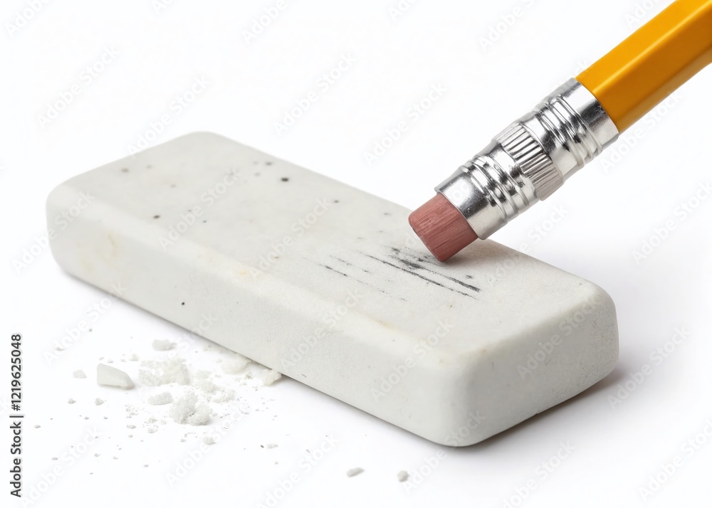 Obraz premium White Eraser Rubber, Long Exposure Photography, Isolated on White Background, Clipping Path Included