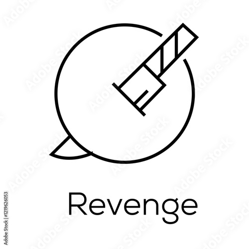 Revenge Icon – Target with Arrow Representing Retaliatory Cyber Attacks- Editable stroke vector Line icon