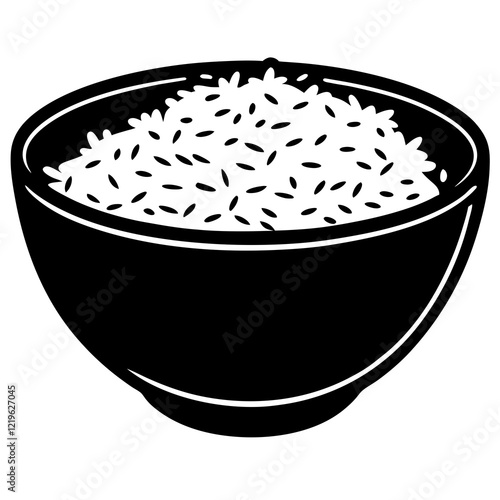 rice black silhouette vector, A bowl rice vector, Simple silhouette Design vector icon with white background. Food vector
