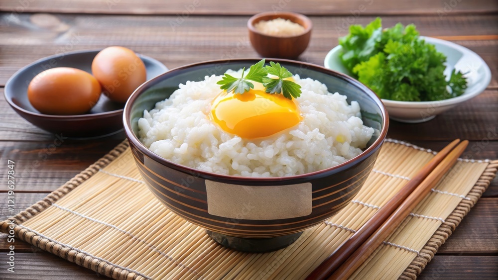 Savoring tamago kake gohan a culinary delight of raw egg over rice traditional japanese cuisine home kitchen comfort food food photography