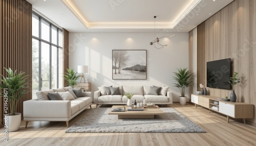 modern living room, 3D Rendering, 3D Illustration